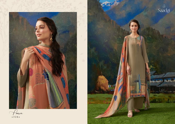 Saadgi Poorva Silk Printed Dress Material Catalog
